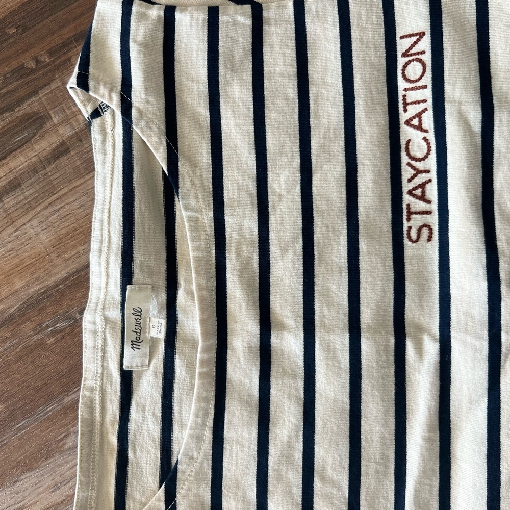 Madewell Cream and Navy Striped Tee